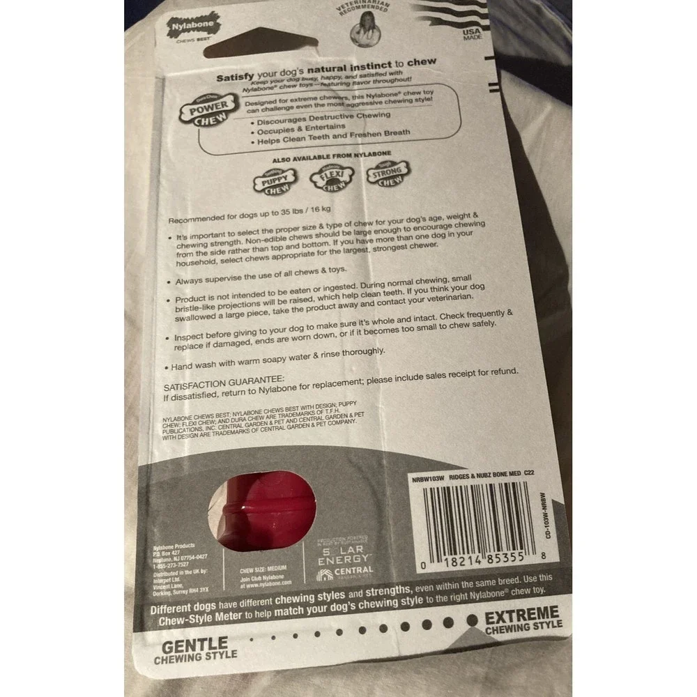 NYLABONE Power Chew Medium Beef flavor Red Chew Bones Set of 2